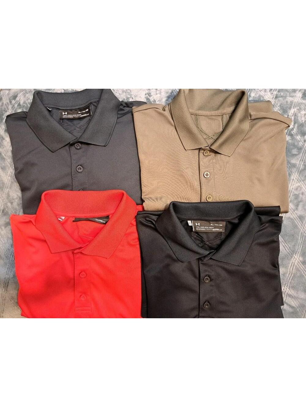 4 Lots Of Under Armour Shirt Mens Polo DriFit HeatGear Performance Golf